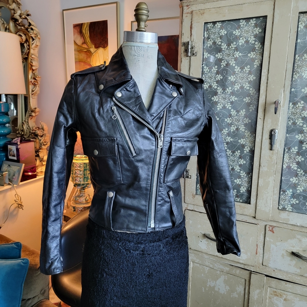 Harley Davidson AMF vintage leather motorcycle jacket size 34